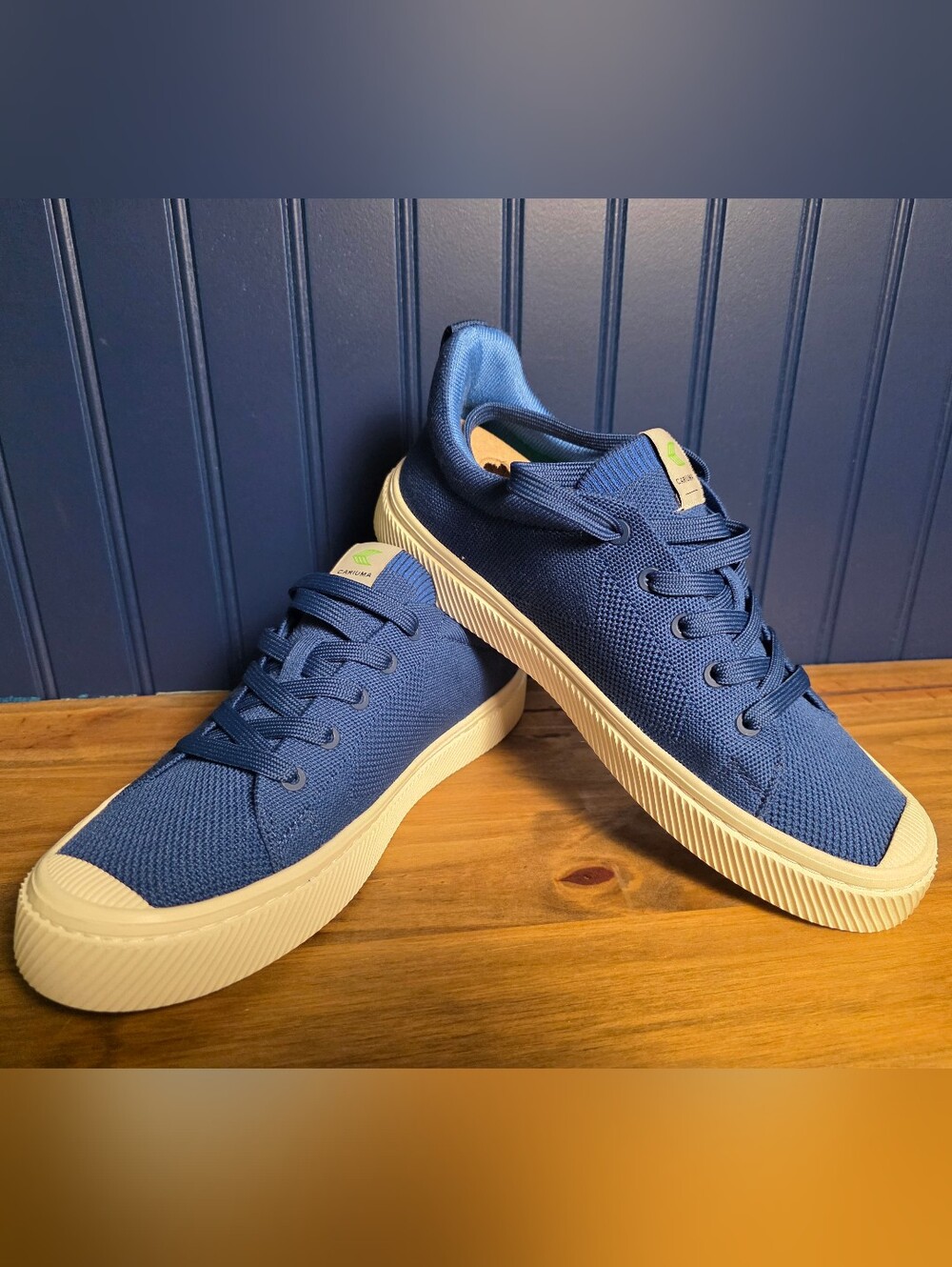 Cariuma Mineral Blue Knit Unisex Sneakers - Womens 9